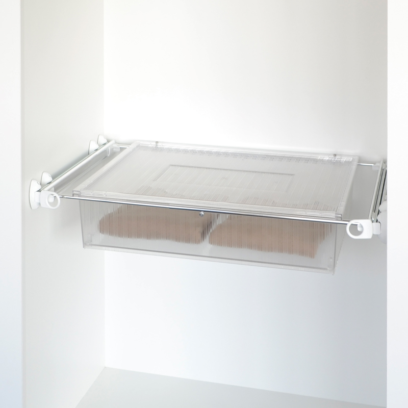 Tiroir Roomy - blanc - aluminium brillant - polycarbonate transparent 1